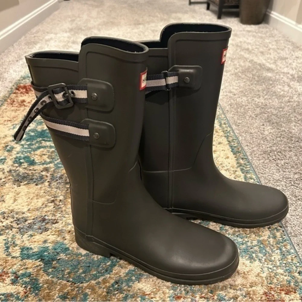 ✨Limited Edition Hunter Original Refined Short Rain Boots charcoal gray worn 5x